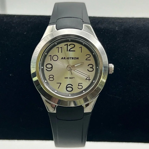 Armitron Pro Sport Ladies Watch Silver and Black Working - Picture 2 of 6